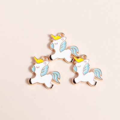 10db 20*17mm Zománc Lucky Unicorn Bűbájok Nyakláncokhoz Medálok Fülbevalók Barkácsolás Színes Állati Bűbáj Ékszer Kiegészítők készítése