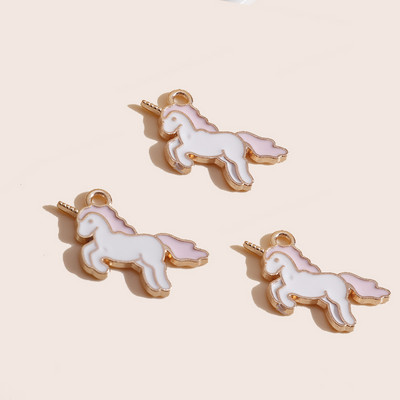 10db 20*17mm Zománc Lucky Unicorn Bűbájok Nyakláncokhoz Medálok Fülbevalók Barkácsolás Színes Állati Bűbáj Ékszer Kiegészítők készítése