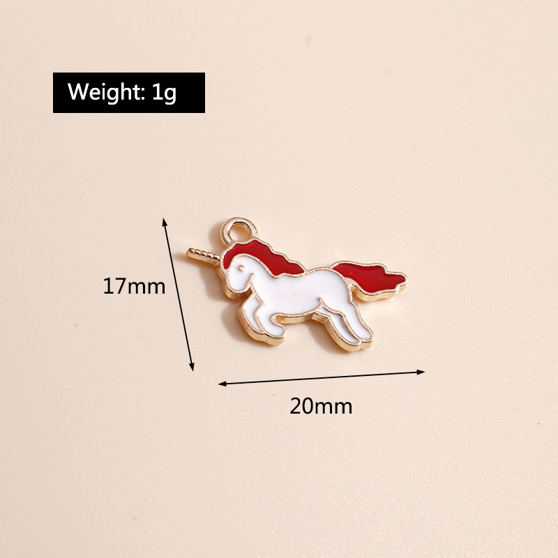 10db 20*17mm Zománc Lucky Unicorn Bűbájok Nyakláncokhoz Medálok Fülbevalók Barkácsolás Színes Állati Bűbáj Ékszer Kiegészítők készítése