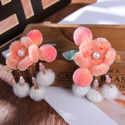 2 vnt Rožinių gėlių plaukų segtukai moterims Velvet Pearl Kutas Kinų Hanfu plaukų aksesuarai Vinyage Bridal Pary plaukų segtukai Papuošalai