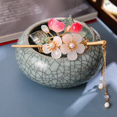 Sada vlasových palíc s perlovými strapcami a kvetinovou sponou do vlasov, čínsky štýl Hanfu, oblečenie, paličky na jedenie, vlasové doplnky BN