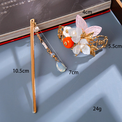 Sada vlasových palíc s perlovými strapcami a kvetinovou sponou do vlasov, čínsky štýl Hanfu, oblečenie, paličky na jedenie, vlasové doplnky BN