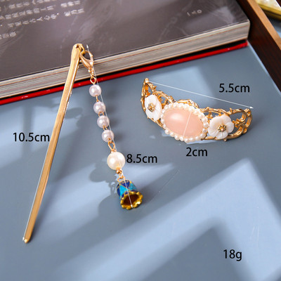 Sada vlasových palíc s perlovými strapcami a kvetinovou sponou do vlasov, čínsky štýl Hanfu, oblečenie, paličky na jedenie, vlasové doplnky BN