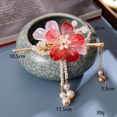 Sada vlasových palíc s perlovými strapcami a kvetinovou sponou do vlasov, čínsky štýl Hanfu, oblečenie, paličky na jedenie, vlasové doplnky BN