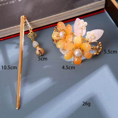 Sada vlasových palíc s perlovými strapcami a kvetinovou sponou do vlasov, čínsky štýl Hanfu, oblečenie, paličky na jedenie, vlasové doplnky BN