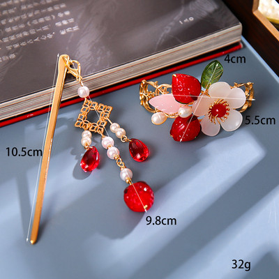 Sada vlasových palíc s perlovými strapcami a kvetinovou sponou do vlasov, čínsky štýl Hanfu, oblečenie, paličky na jedenie, vlasové doplnky BN