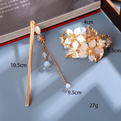 Sada vlasových palíc s perlovými strapcami a kvetinovou sponou do vlasov, čínsky štýl Hanfu, oblečenie, paličky na jedenie, vlasové doplnky BN