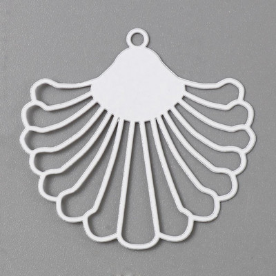 10 db matel üreges legyező alakú filigrán bélyegzők színes festett medálok barkács ékszerkészítéshez 3,9 cm x 3,7 cm