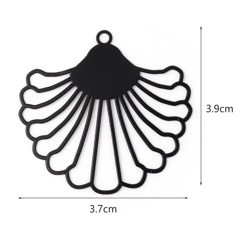 10 db matel üreges legyező alakú filigrán bélyegzők színes festett medálok barkács ékszerkészítéshez 3,9 cm x 3,7 cm