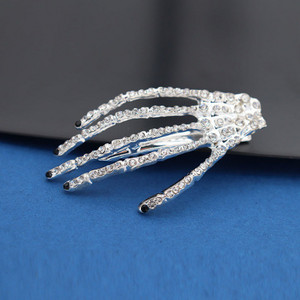 Punkové kovové krištáľové lebky ručné vlasové sponky pre ženy a dievčatá módne vlasové šperky nový dizajn hiphop rock kostra vlasové sponky čelenka