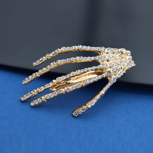 Punkové kovové krištáľové lebky ručné vlasové sponky pre ženy a dievčatá módne vlasové šperky nový dizajn hiphop rock kostra vlasové sponky čelenka