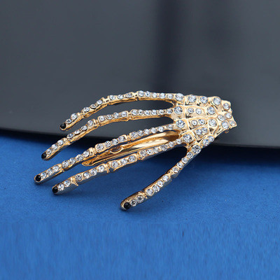 Punkové kovové krištáľové lebky ručné vlasové sponky pre ženy a dievčatá módne vlasové šperky nový dizajn hiphop rock kostra vlasové sponky čelenka