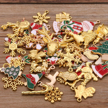 Random 20Pcs 10- 40 Style Alloy Metal Christmas Drop Oil Charms Χρυσό μενταγιόν για DIY Βραχιόλι Κολιέ Κατασκευή κοσμημάτων