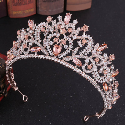 Stil retro baroc, aur trandafir/argintiu, cristal, diademe, coroane, diademe, prințesa mireasă, noiva, accesorii pentru păr de nuntă