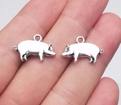 Zodiac Charms 3D aranyos malac kis medál vintage amulett kézzel készített barkács ékszer készítés antik esztétikai kiegészítők