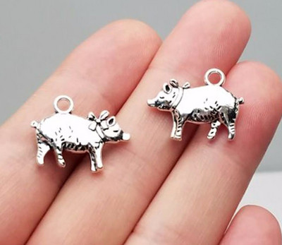Zodiac Charms 3D aranyos malac kis medál vintage amulett kézzel készített barkács ékszer készítés antik esztétikai kiegészítők