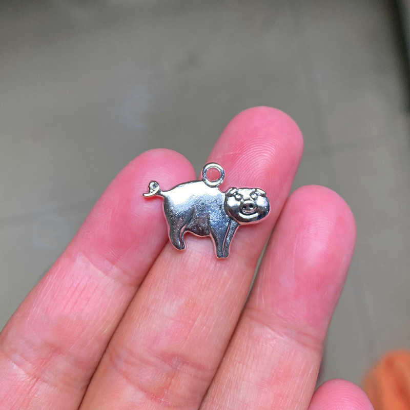 Zodiac Charms 3D aranyos malac kis medál vintage amulett kézzel készített barkács ékszer készítés antik esztétikai kiegészítők