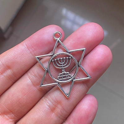 18db My Shape Jewish Faith Menorah Lámpa a Dávid csillagon Charms medálok , barkács kézzel készített nyaklánc kiegészítők ékszer készítés
