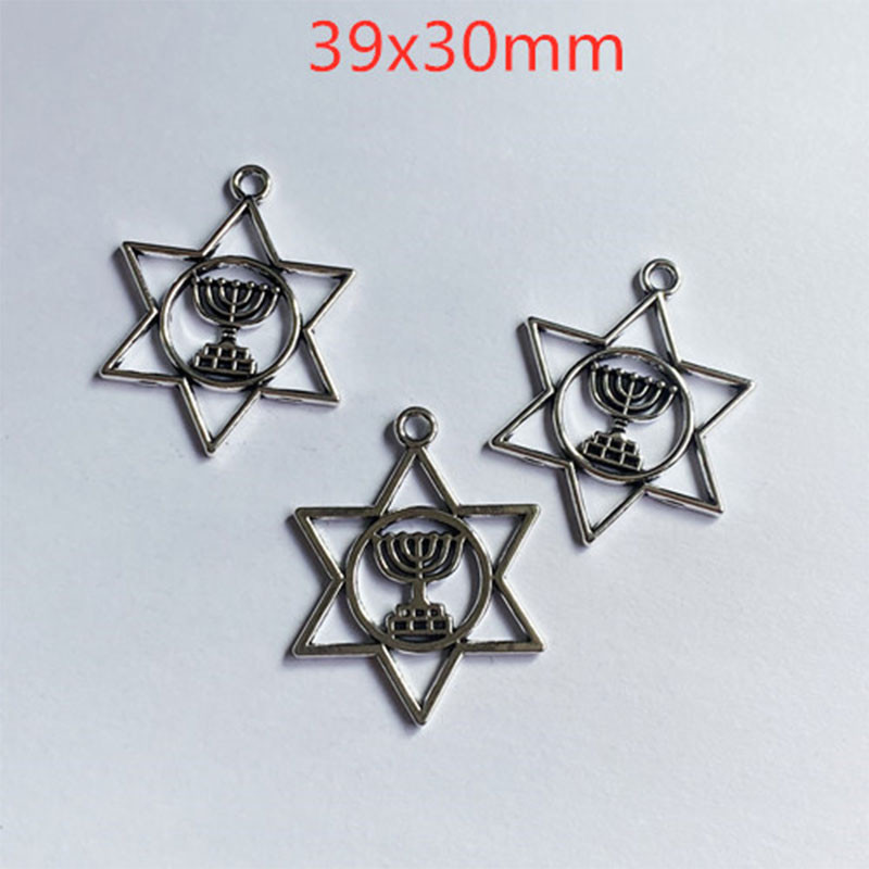 18db My Shape Jewish Faith Menorah Lámpa a Dávid csillagon Charms medálok , barkács kézzel készített nyaklánc kiegészítők ékszer készítés