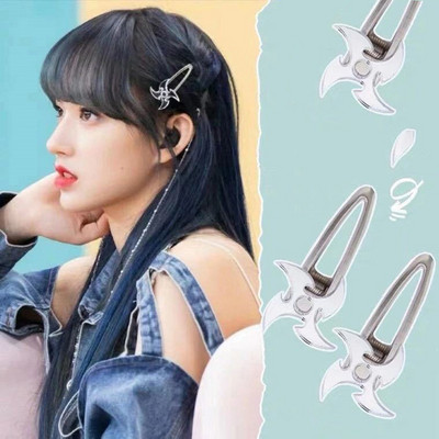 Japanese Tide Brand Punk Ninja Shuriken Boomerang Personality Girl Hip-Hop Windmill Hairb Nightclub Net Red Headwear 2022 New
