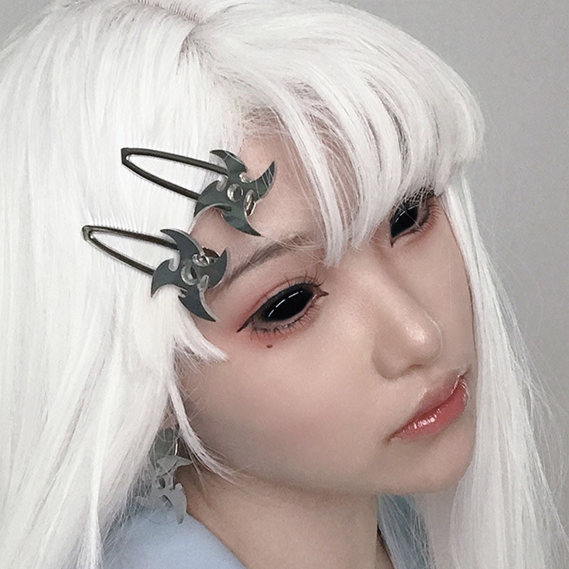 Japanese Tide Brand Punk Ninja Shuriken Boomerang Personality Girl Hip-Hop Windmill Hairb Nightclub Net Red Headwear 2022 New