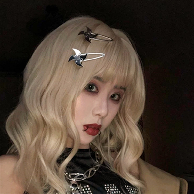 Japanese Tide Brand Punk Ninja Shuriken Boomerang Personality Girl Hip-Hop Windmill Hairb Nightclub Net Red Headwear 2022 New