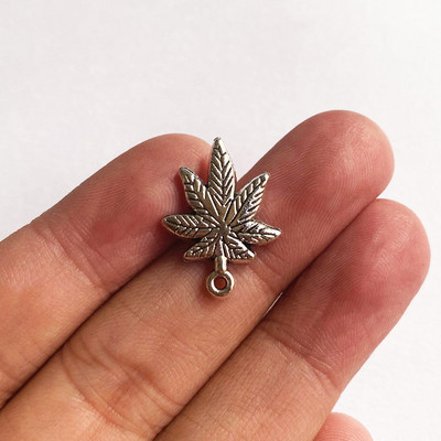 10 τμχ /Παρτίδα 16x21 χιλιοστά Weed Marijuana Charms Θιβετιανό ασημένιο μενταγιόν για την κατασκευή κοσμημάτων DIY Χειροποίητα Αξεσουάρ Χειροτεχνίας