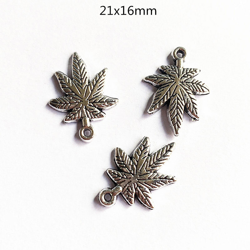 10db /Let 16x21mm Weed Marihuana Charms Tibeti ezüst színű medál Fitt készítéséhez barkács ékszerek, kézzel készített kiegészítők kézműves