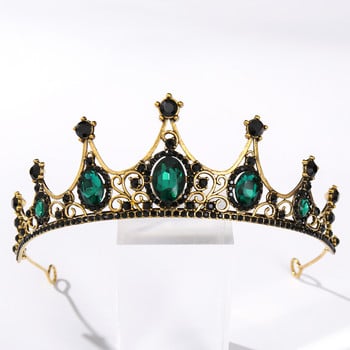 Vintage Μπαρόκ Μαύρο Χρώμα Queen Tiaras Crown Diadem Crystal Rhinestone Νυφικό κόσμημα Αξεσουάρ για τα μαλλιά γάμου