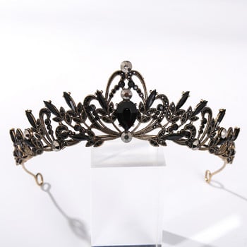 Vintage Μπαρόκ Μαύρο Χρώμα Queen Tiaras Crown Diadem Crystal Rhinestone Νυφικό κόσμημα Αξεσουάρ για τα μαλλιά γάμου