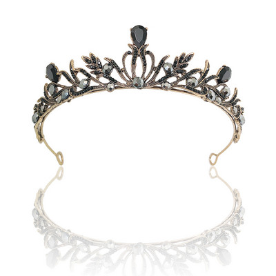 Vintage baroc de culoare neagră Queen Diadem Coroană Diadem Cristal Strass Bijuterii pentru păr de mireasă Cască Accesorii pentru păr de nuntă