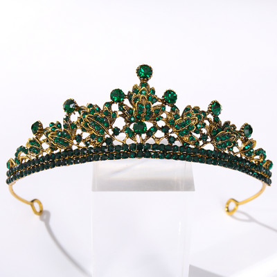 Vintage baroc de culoare neagră Queen Diadem Coroană Diadem Cristal Strass Bijuterii pentru păr de mireasă Cască Accesorii pentru păr de nuntă