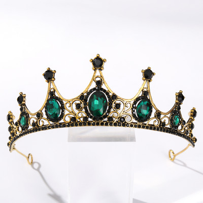 Vintage baroc de culoare neagră Queen Diadem Coroană Diadem Cristal Strass Bijuterii pentru păr de mireasă Cască Accesorii pentru păr de nuntă