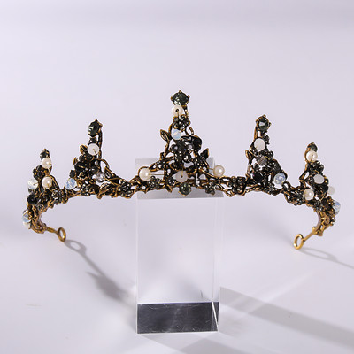 Vintage baroc de culoare neagră Queen Diadem Coroană Diadem Cristal Strass Bijuterii pentru păr de mireasă Cască Accesorii pentru păr de nuntă