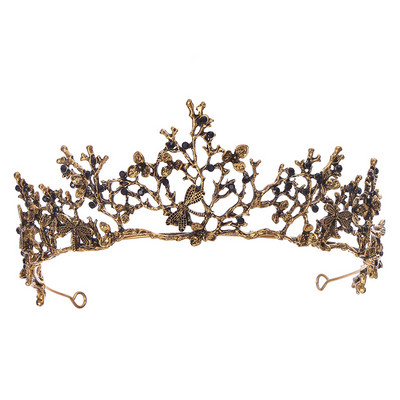 Vintage baroc de culoare neagră Queen Diadem Coroană Diadem Cristal Strass Bijuterii pentru păr de mireasă Cască Accesorii pentru păr de nuntă