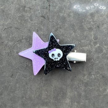 Sweet Cool Y2k Αξεσουάρ μαλλιών Χαριτωμένα Glitter Star Skull Κλιπ μαλλιών Hot Girls Skeleton Pentagram καρφίτσες μαλλιών για γυναίκες Harajuku 90s