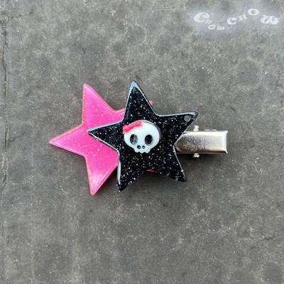 Sweet Cool Y2k dodaci za kosu slatka svjetlucava zvijezda lubanja kopče za kosu zgodne djevojke kostur pentagram ukosnice za žene Harajuku 90-ih