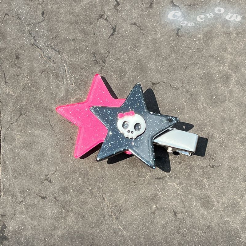 Sweet Cool Y2k dodaci za kosu slatka svjetlucava zvijezda lubanja kopče za kosu zgodne djevojke kostur pentagram ukosnice za žene Harajuku 90-ih