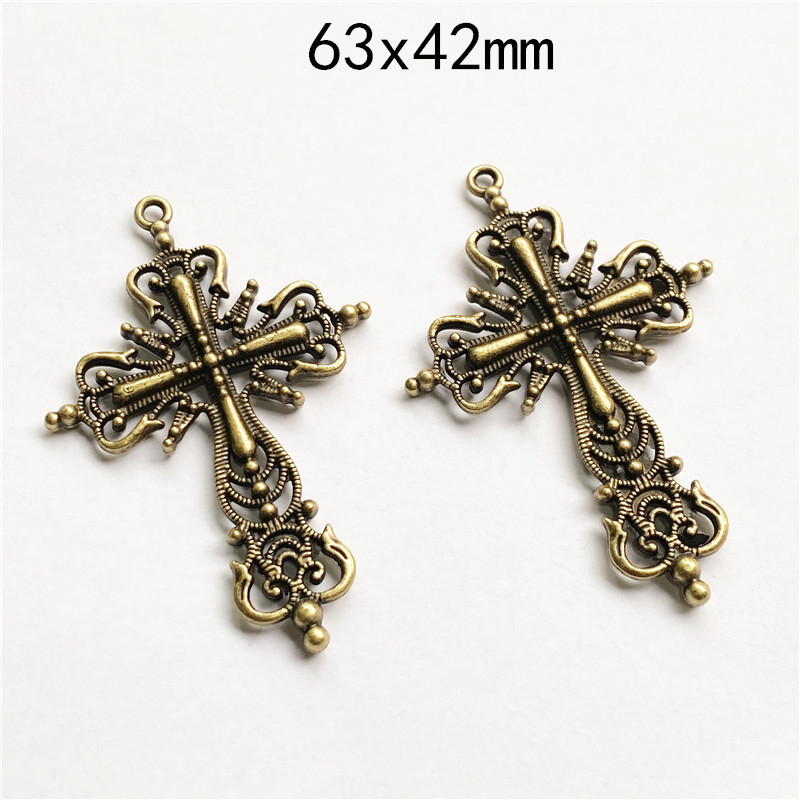 6 buc/Set Loturi Vintage Bronz Stiluri Din aliaj de zinc Iisus Cruce Pandantiv Religioasă Credință Charm Ramă DIY Componente de bijuterii lucrate manual
