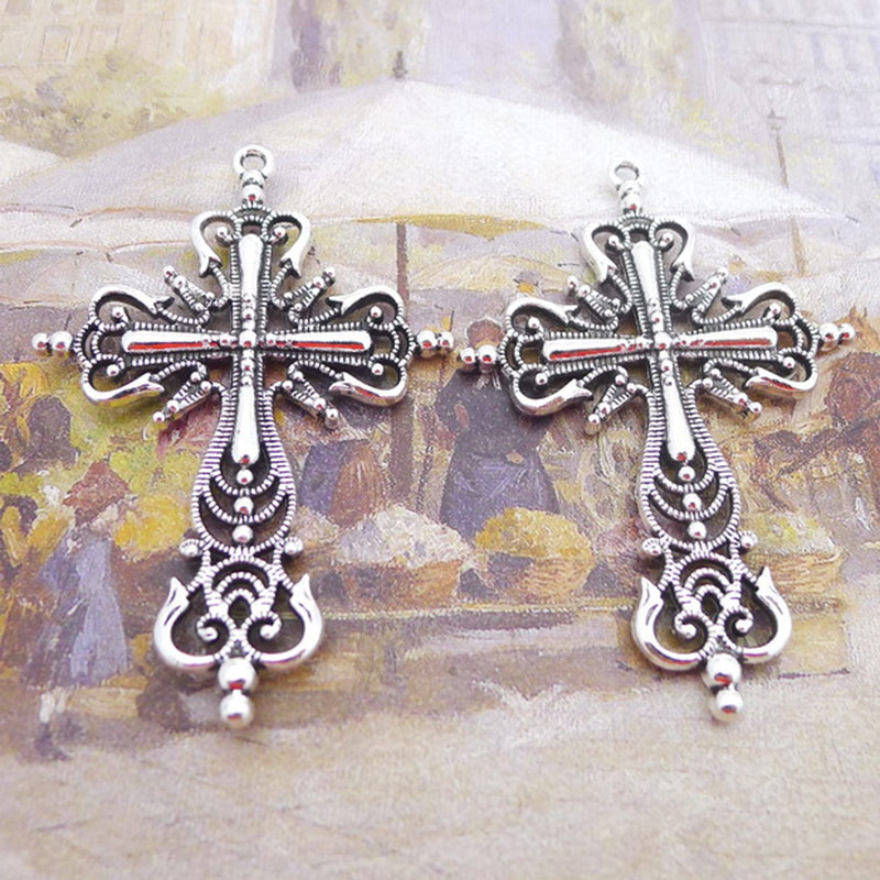 6 buc/Set Loturi Vintage Bronz Stiluri Din aliaj de zinc Iisus Cruce Pandantiv Religioasă Credință Charm Ramă DIY Componente de bijuterii lucrate manual