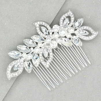 Вложка за коса с листа от кристали Гребени за сватбено парти Страничен гребен Аксесоари за оформяне на коса Подарък за жени и момичета EA