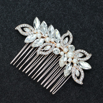 Вложка за коса с листа от кристали Гребени за сватбено парти Страничен гребен Аксесоари за оформяне на коса Подарък за жени и момичета EA
