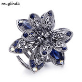 Vintage Flower Crystal Hair Claws Clip Rhinestone φουρκέτα Κοσμήματα γούρι για τα μαλλιά Αξεσουάρ μαλλιών για γυναίκες
