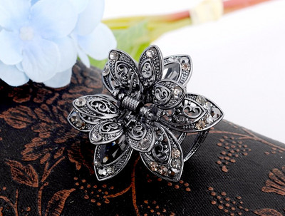 Vintage Flower Crystal Hair Claws Clip Rhinestone φουρκέτα Κοσμήματα γούρι για τα μαλλιά Αξεσουάρ μαλλιών για γυναίκες