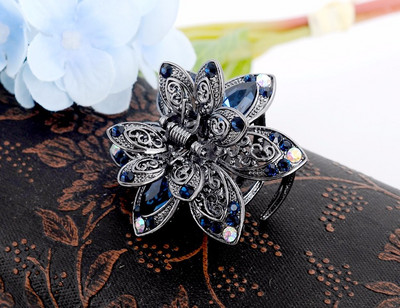 Vintage Flower Crystal Hair Claws Clip Rhinestone φουρκέτα Κοσμήματα γούρι για τα μαλλιά Αξεσουάρ μαλλιών για γυναίκες