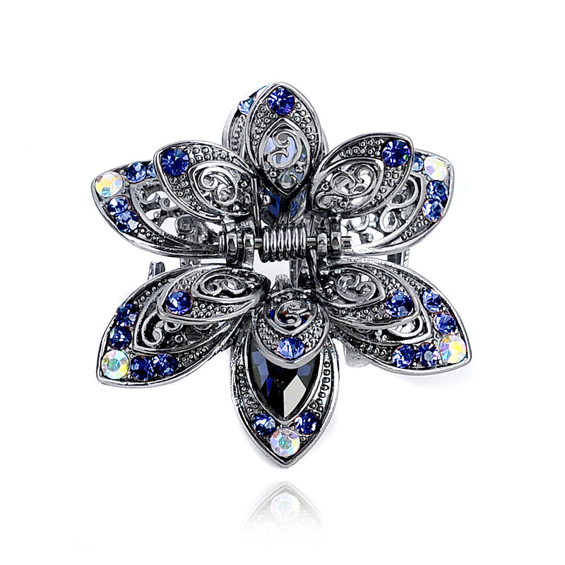 Vintage Flower Crystal Hair Claws Clip Rhinestone φουρκέτα Κοσμήματα γούρι για τα μαλλιά Αξεσουάρ μαλλιών για γυναίκες