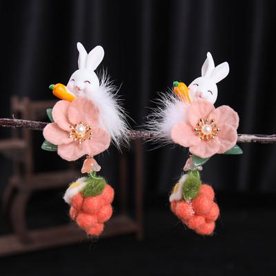 2 buc cleme de păr pentru iepuri tăiate morcov pentru fetițe femei cu ciucuri bile de păr perle agrafe de păr accesorii de păr la modă minunate