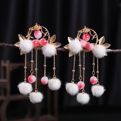 2 buc cleme de păr pentru iepuri tăiate morcov pentru fetițe femei cu ciucuri bile de păr perle agrafe de păr accesorii de păr la modă minunate