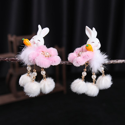 2 buc cleme de păr pentru iepuri tăiate morcov pentru fetițe femei cu ciucuri bile de păr perle agrafe de păr accesorii de păr la modă minunate