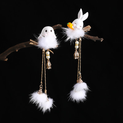 2 buc cleme de păr pentru iepuri tăiate morcov pentru fetițe femei cu ciucuri bile de păr perle agrafe de păr accesorii de păr la modă minunate